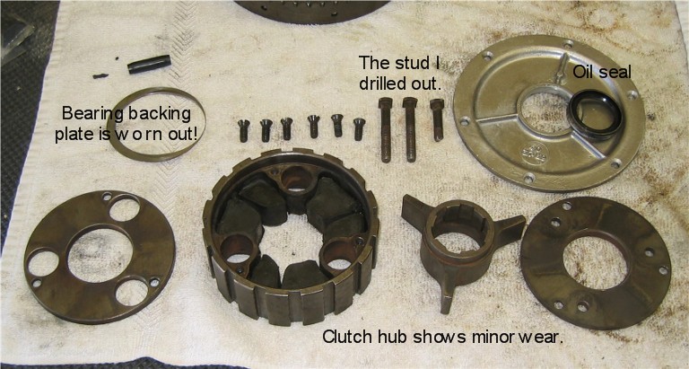 1970 Triumph T120 — clutch hub assembly during rebuild